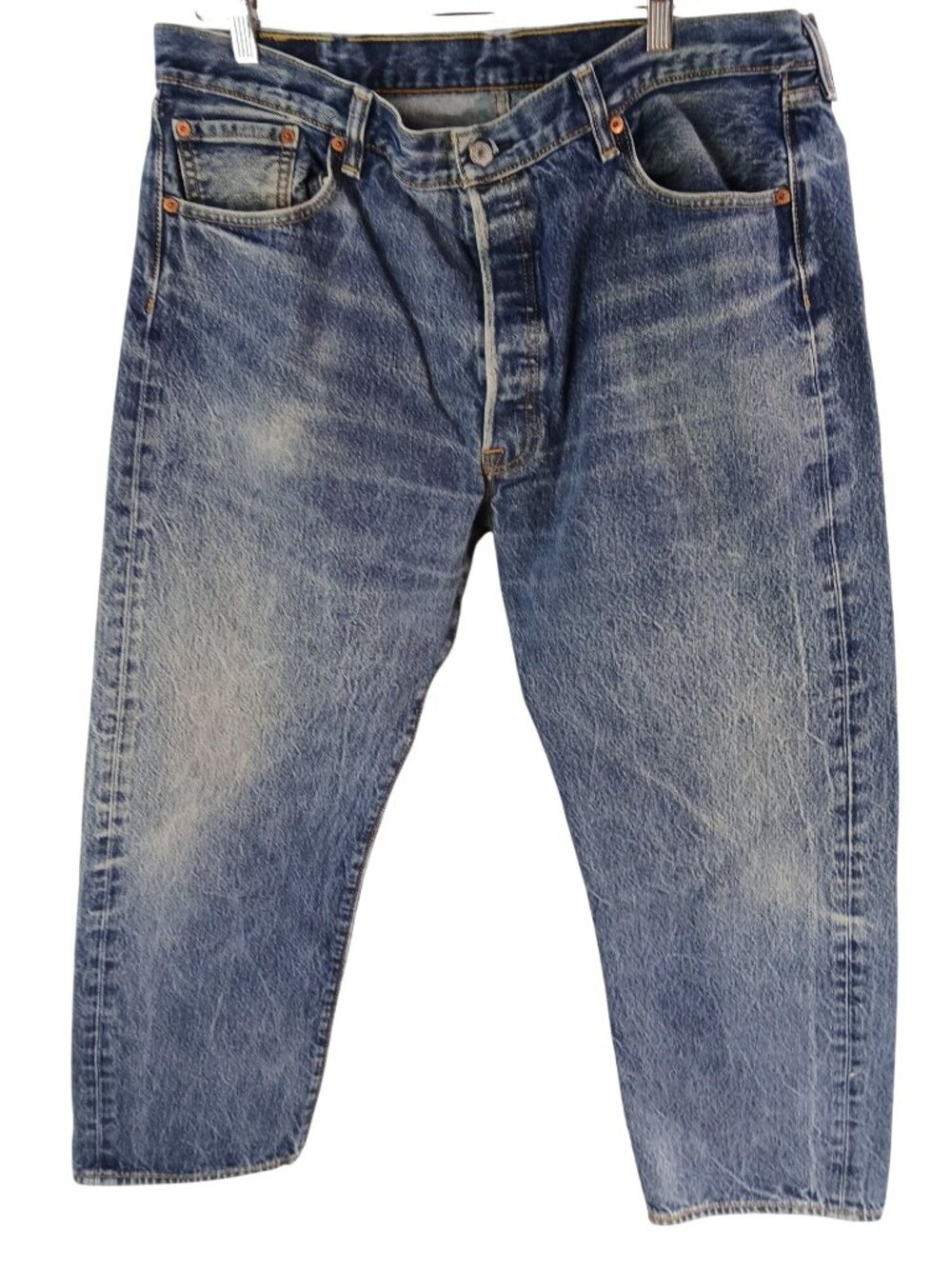 Levis 501 Mens Blue Denim Straight Leg Jeans W42 L30 Measures 40x28 Distressed